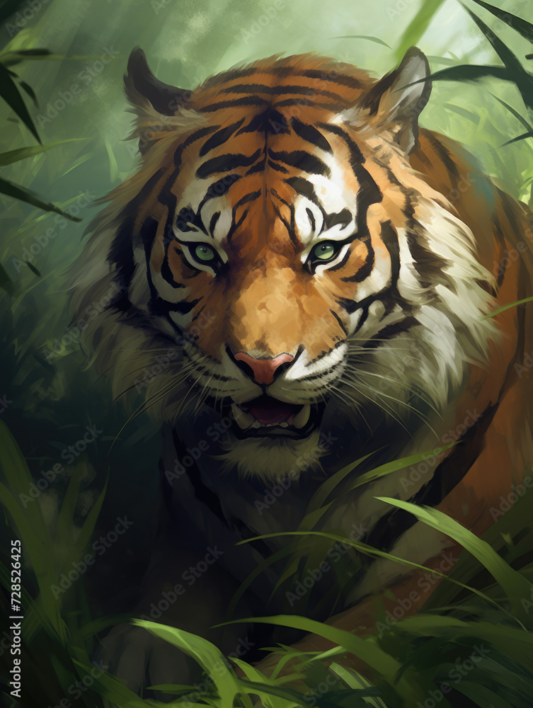 Angry tiger. Digital art.