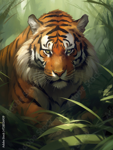Angry tiger. Digital art.