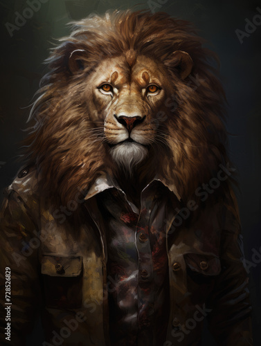A lion in a jacket. Digital art. © Cridmax
