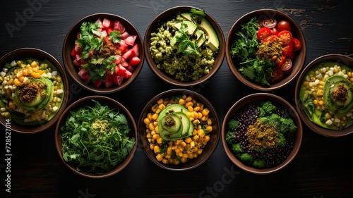 Assorted Vegan Bowls Top View
