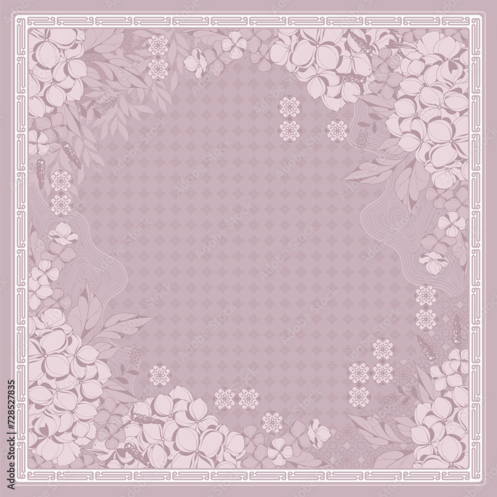 Naklejka premium beautiful floral scarf design 20