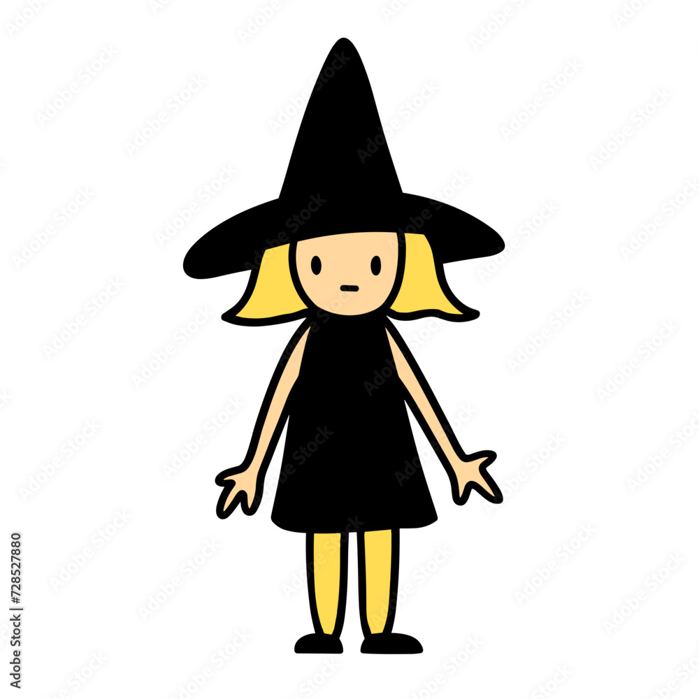 cartoon witch on white 