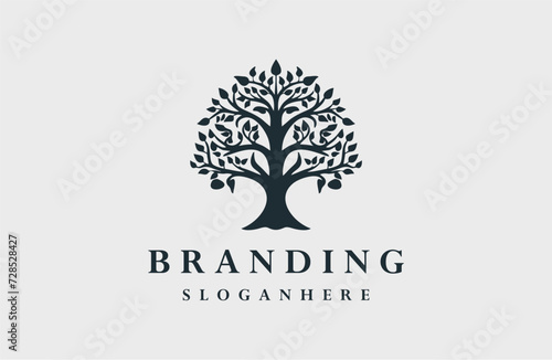 Tree logo style icon design template flat vector