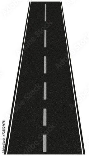 Asphalt Road Lane, Vertical Empty Black Cement Road highway with dotted line top view background,Isolated Roadway on white background,Vector illustration traffic route, direction and navigation