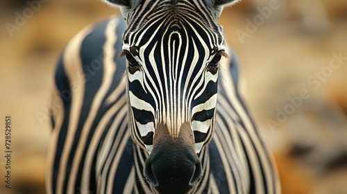 African Zebra closeup. Generative AI