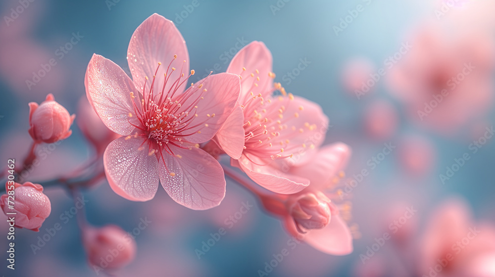 Cherry blossom in branch with blue sky in background. Delicate sakura in spring concept Cherry blossom in branch with blue sky in background. Delicate sakura in spring concept