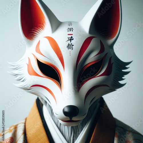 red and white  fox mask kitsune 