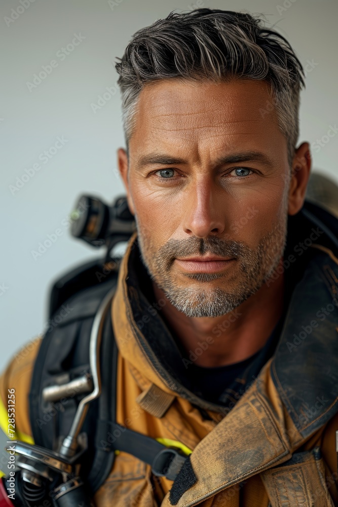 portrait of a firefighter in uniform portrait of a firefighter in uniform