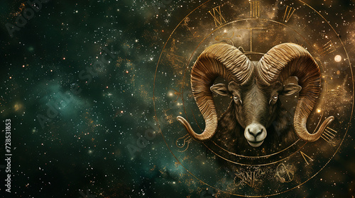 Zodiac Aries background, with empty copy space