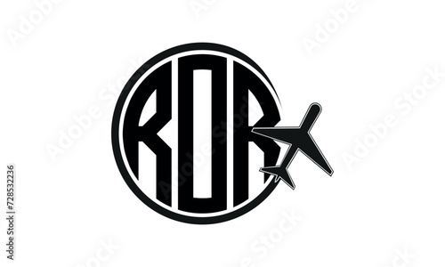 ROR three initial letter circle tour & travel agency logo design vector template. hajj Umrah agency, abstract, wordmark, business, monogram, minimalist, brand, company, flat, tourism agency, tourist
