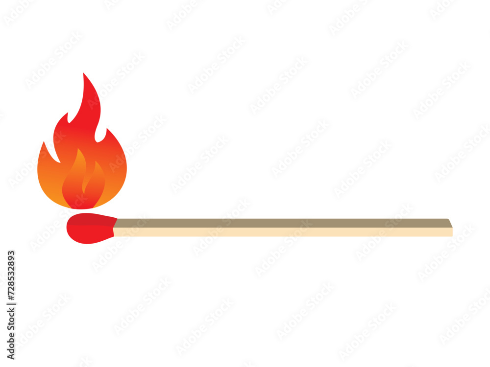 Vecteur Stock Burning matchstick vector on a white background ...