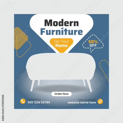 Modern Furniture Collection Social Media Post Template Web Banner Design