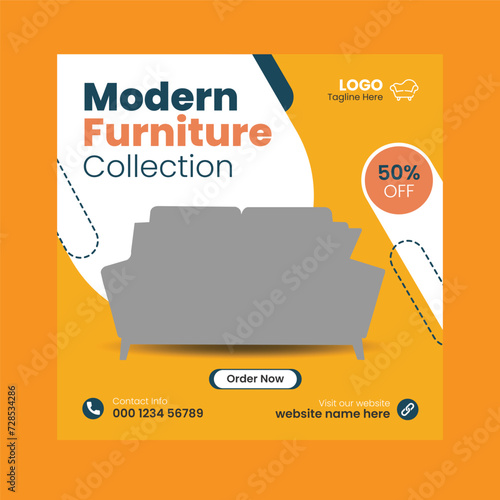 Modern Furniture Collection Social Media Post Template Web Banner Design
