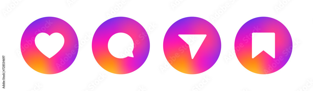 Set of generic social media user interface icons. Like, comment, share and save icons. Social media flat icon. Vector 2 Set of generic social media user interface icons. Like, comment, share and save icons. Social media flat icon. Vector 2