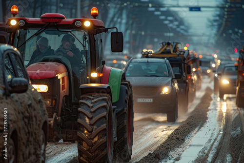 Striking tractor drivers block city streets and create traffic jams © Irina B