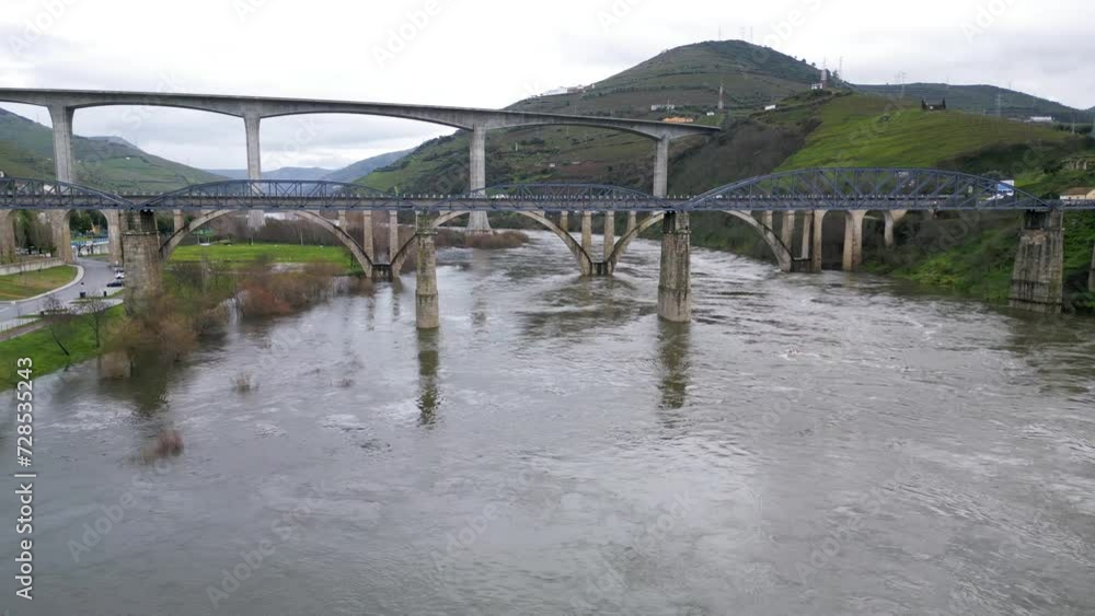 Triple Bridges Over Douro River, Peso da Régua Portugal Triple Bridges Over Douro River, Peso da Régua Portugal