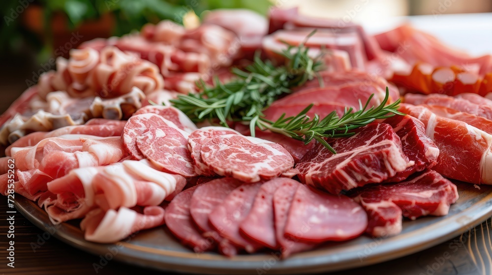 Raw meat assortment. Generative AI Raw meat assortment. Generative AI