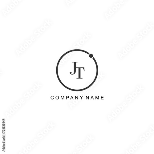 Initial JT letter management label trendy elegant monogram company