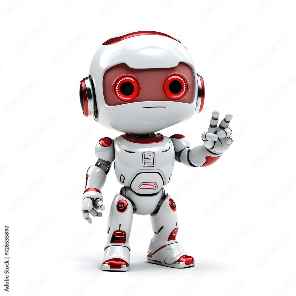 humanoid robot toy thumb up isolated on white background humanoid robot toy thumb up isolated on white background