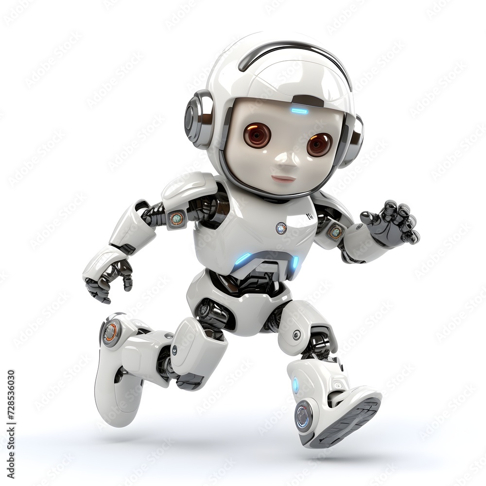 humanoid robot toy run isolated on white background humanoid robot toy run isolated on white background