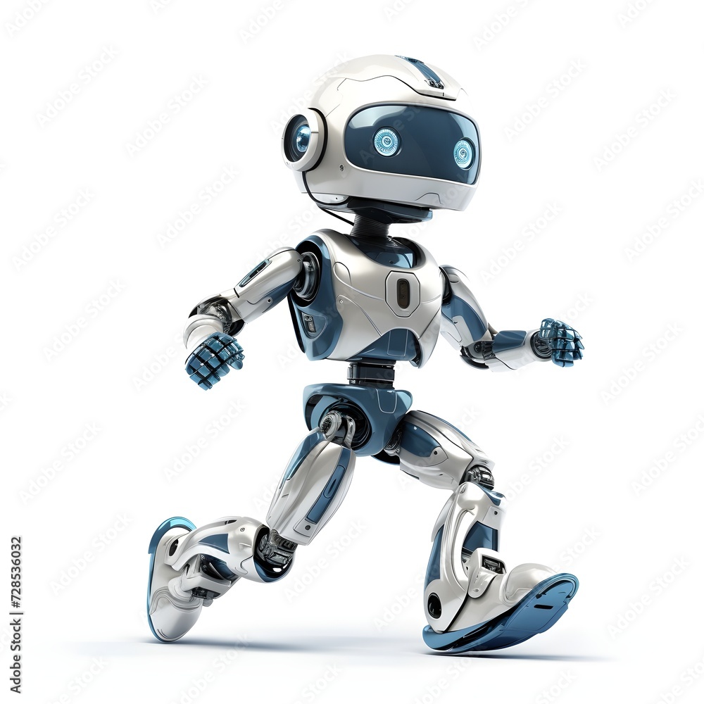robot man running isolated on white background robot man running isolated on white background