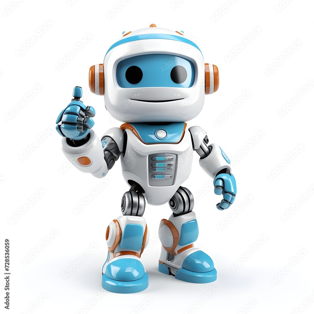 humanoid robot toy thumb up isolated on white background humanoid robot toy thumb up isolated on white background