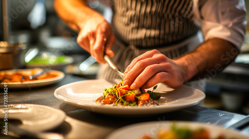 A close-up of the hands of a chef passionately preparing a meal
