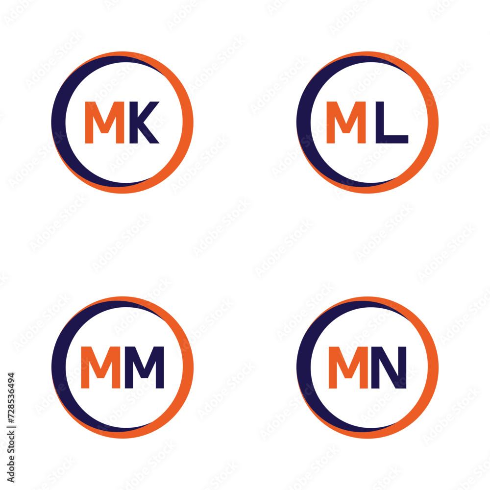 MK,ML,MM,MN Letter Logo Bundle Monogram set . icon, letter, vector, technology, business, art, symbol, set design . MK,ML,MM,MN Letter Logo Bundle Monogram set . icon, letter, vector, technology, business, art, symbol, set design .