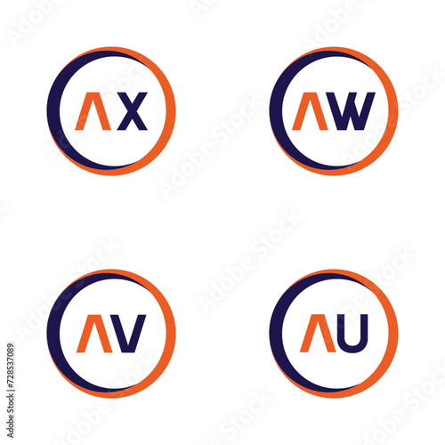 Free Download AX,AW,AV,AU  Letter Logo Bundle Monogram set . icon, letter, vector, technology, business, art, symbol, set design . - GFXLoad