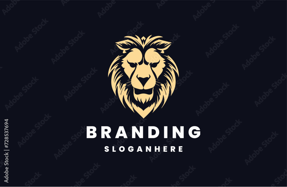 lion vector logo design isolated on black background lion vector logo design isolated on black background