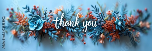 Thank you! text thank you on abstract color background photo