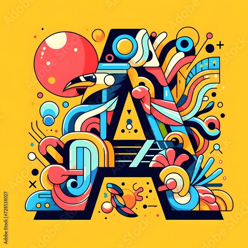 AI typography of the letter A, A log vector illustration