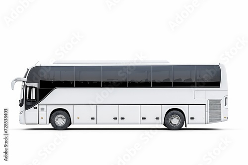 White empty bus isolated over white background, with clipping path. Full Depth of field. side view. Generative AI