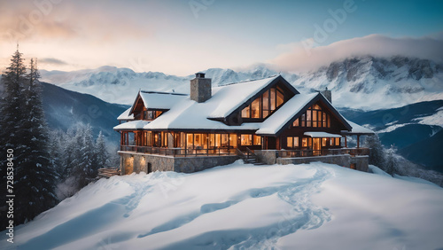 Luxury mansion on top of the mountain in Seward, Alaska, visualized through real sources.