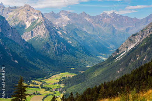 A beautiful alpine valley lit by the sun. Gschnitztal valley in summer, Tyrol, Austria. © Plamen Petrov