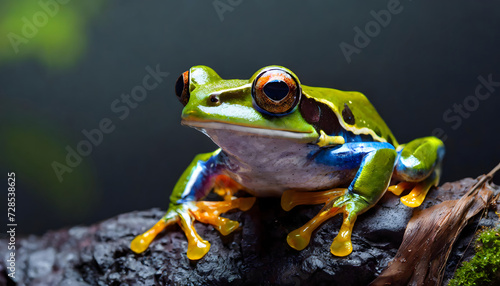 Cute colorful little frog in nature