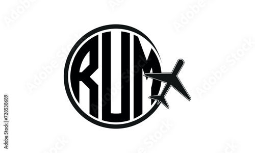 RUM three initial letter circle tour & travel agency logo design vector template. hajj Umrah agency, abstract, wordmark, business, monogram, minimalist, brand, company, flat, tourism agency, tourist