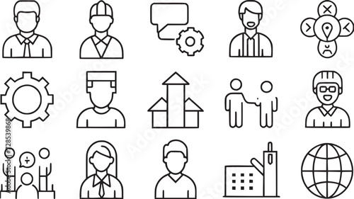 user interface and professions avatars icon set vector collections.