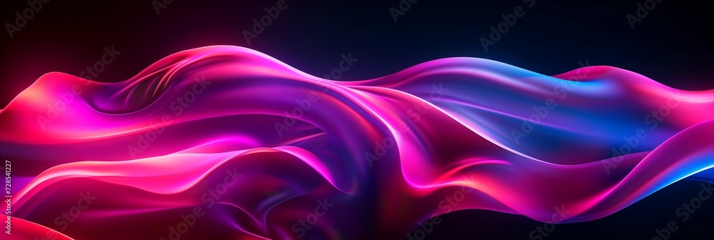 Wavy neon liquid or fabric background. Abstract gradient banner. Wavy neon liquid or fabric background. Abstract gradient banner.