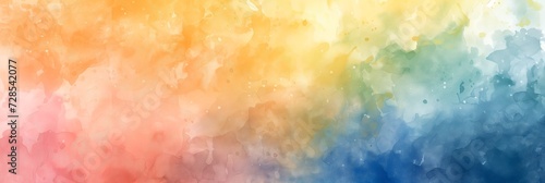 Abstract banner with multicolored watercolor streaks. Background with watercolor splash spots.