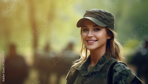 Woman in military uniform in army