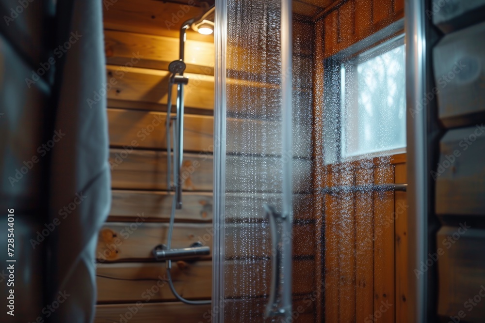 A shower head and a window in a bathroom. Perfect for showcasing a modern bathroom design. A shower head and a window in a bathroom. Perfect for showcasing a modern bathroom design.