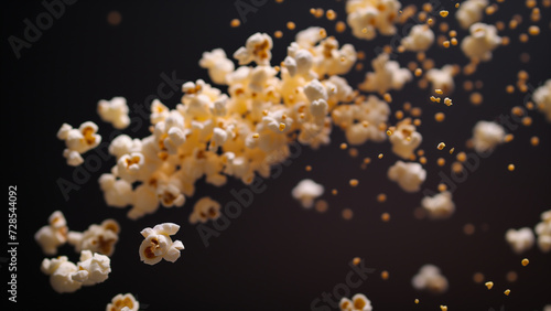 Popcorn Parabola: A Dramatic Arc Against a Stark Black Backdrop