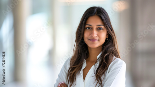 Portrait showcasing the intelligence and innovation of a Indian woman making strides in the tech industry