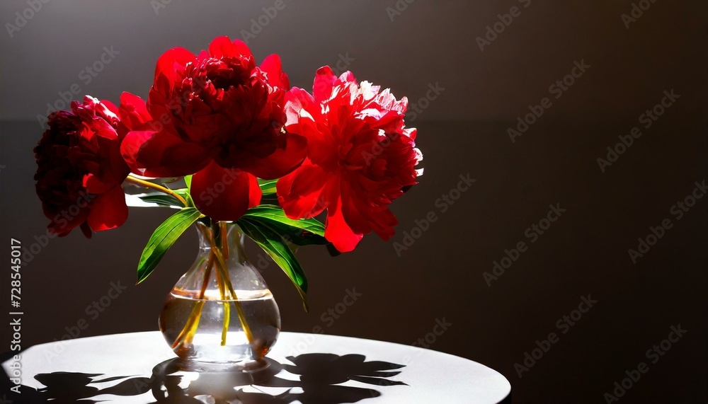 Fototapeta premium red Peony in a vaze on a table