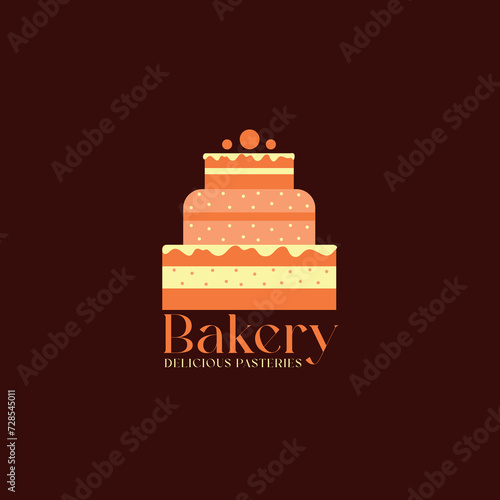 vintage bakery logo cake illustration