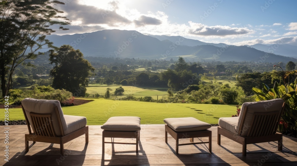 View from the magnificent estate of the stretching mountain range View from the magnificent estate of the stretching mountain range