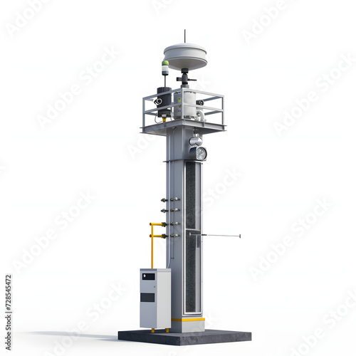 Air quality monitoring station isolated on white background, realistic, png  © Pixel Prophet