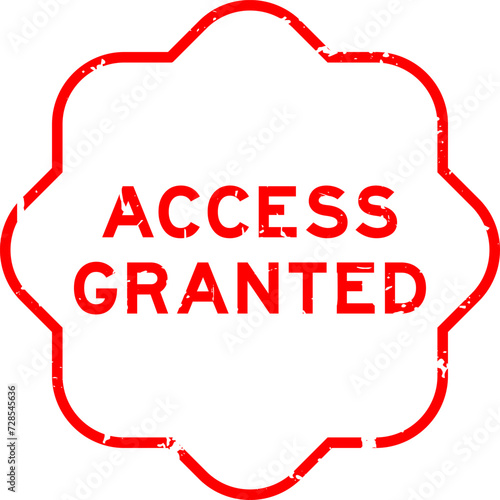 Grunge red access granted word rubber seal stamp on white background