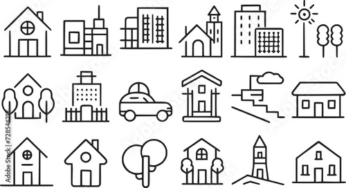 houses and real-estate services icon set vector collection. photo